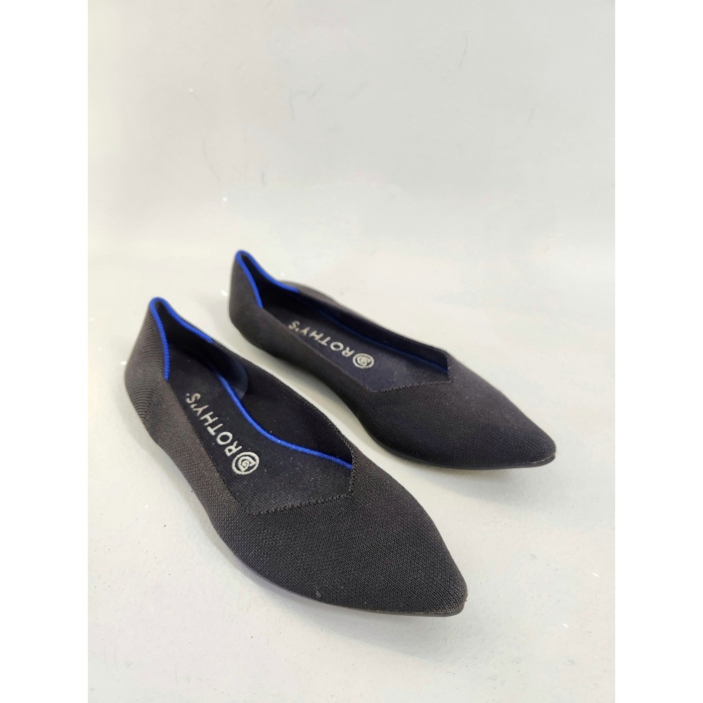 Rothy's The Point Women 10 Black Pointed Toe Knit Flats Machine Washable